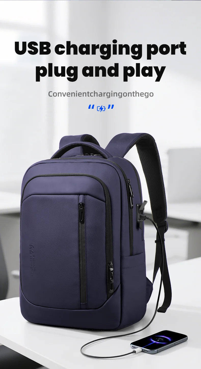 HK Travel Backpack for Men Airline Approved 17” Laptop Business Backpack Large Capacity Rucksack With USB Port Computer Backpack