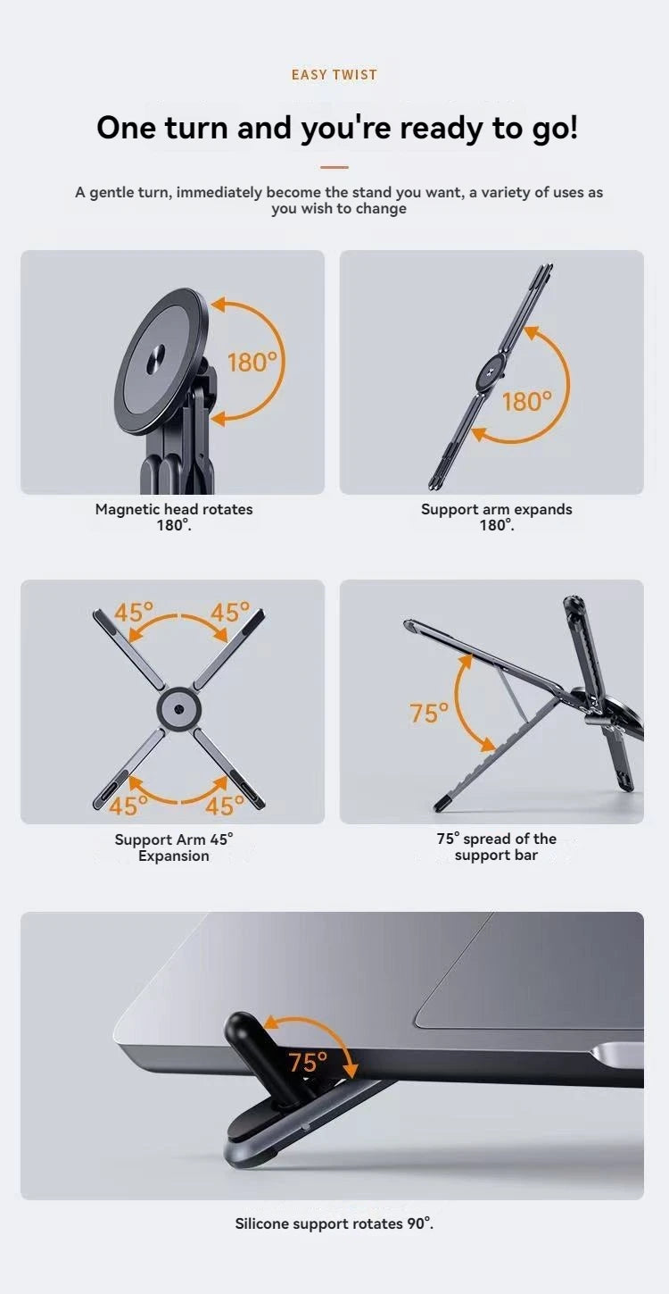Multifunctional Magnetic Phone Holder Handheld Selfle Stick Foldable Tripod Portable Desk Stand for iPhone ipad Tablet Laptop