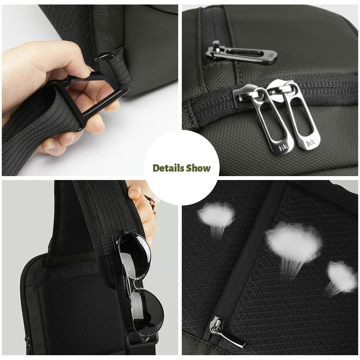 HK Fashion Crossbody Bags for Men Oxford Lightweight Chest Bag Fit 11 inch iPad Waterproof Messenger Sling Pack Leisure Satchel