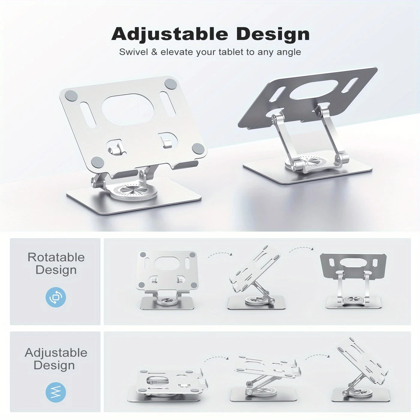 tablet Stand, Swivel Tablet Stand With 360 Rotating Base, Adjustable Tablet Holder For Drawing, Compatible With IPad Pro/Air