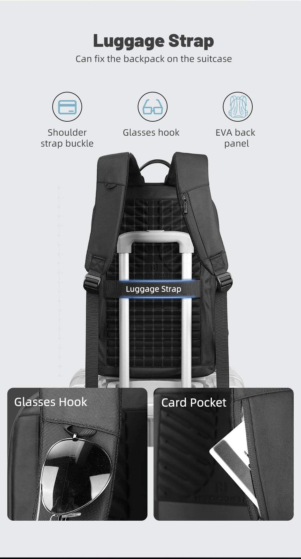 HK Slim 15.6" Laptop Backpack for Men Lightweight Business Backpack Anti-Theft Waterproof Travel School Men's Bag with USB Port