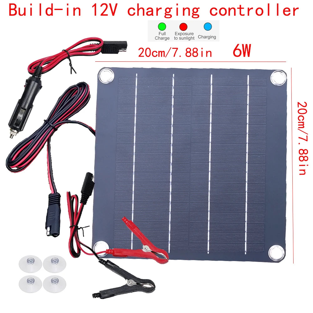 Solar Car Battery Charger Maintainer 12V Waterproof Portable Solar Trickle Charger for Car Truck Boat Lawn Mower RV