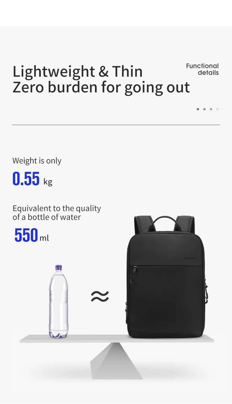 Tigernu Expandable Backpacks For Men 15.6inch Laptop Backpack Bags College Thin Travel Bags Male Lightweight Schoolbag Knapsack