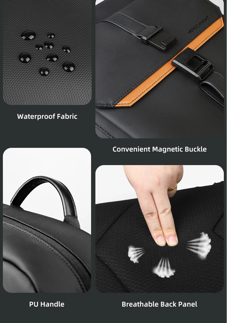 HK Vintage Flap Backpack for Men Waterproof 15.6 inch Laptop Backpack Casual College School Computer Bag Travel Backpack Daypack