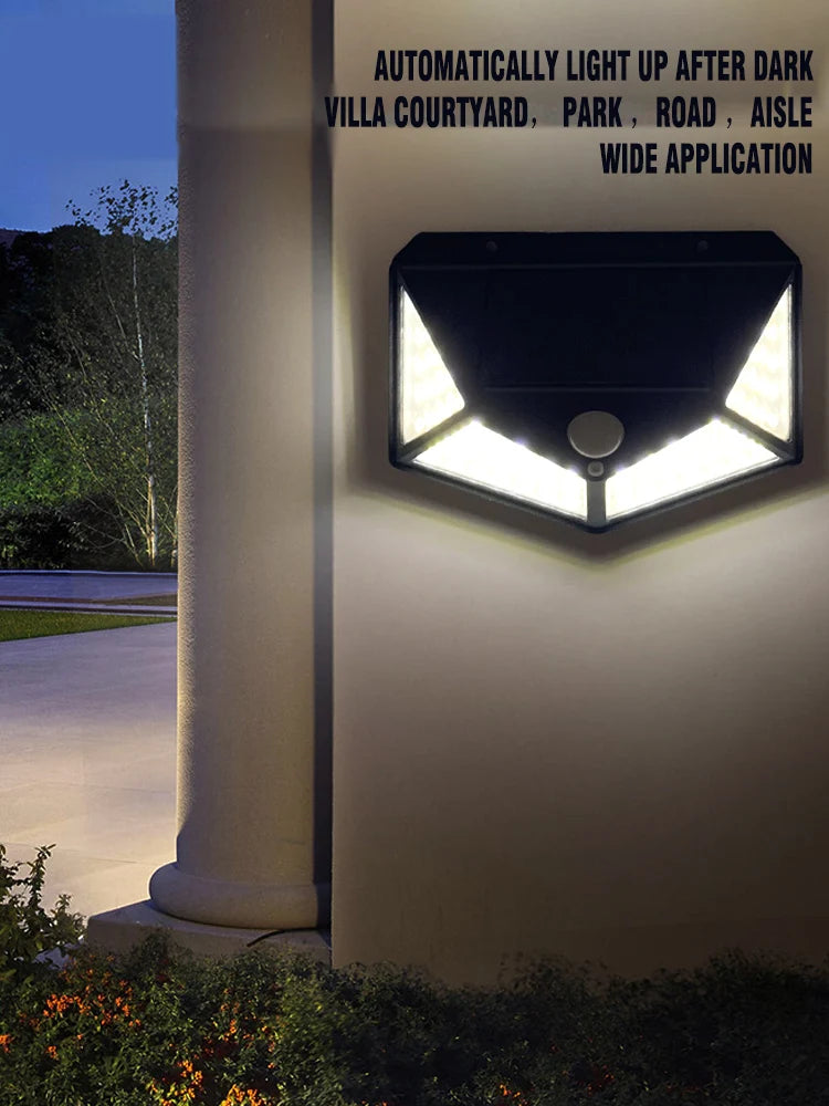 Solar Lights Outdoor 458 LED Solar Wall Lamp Waterproof Wireless Motion Sensor Security 3 Modes Garden Fence Yard Deck Garage