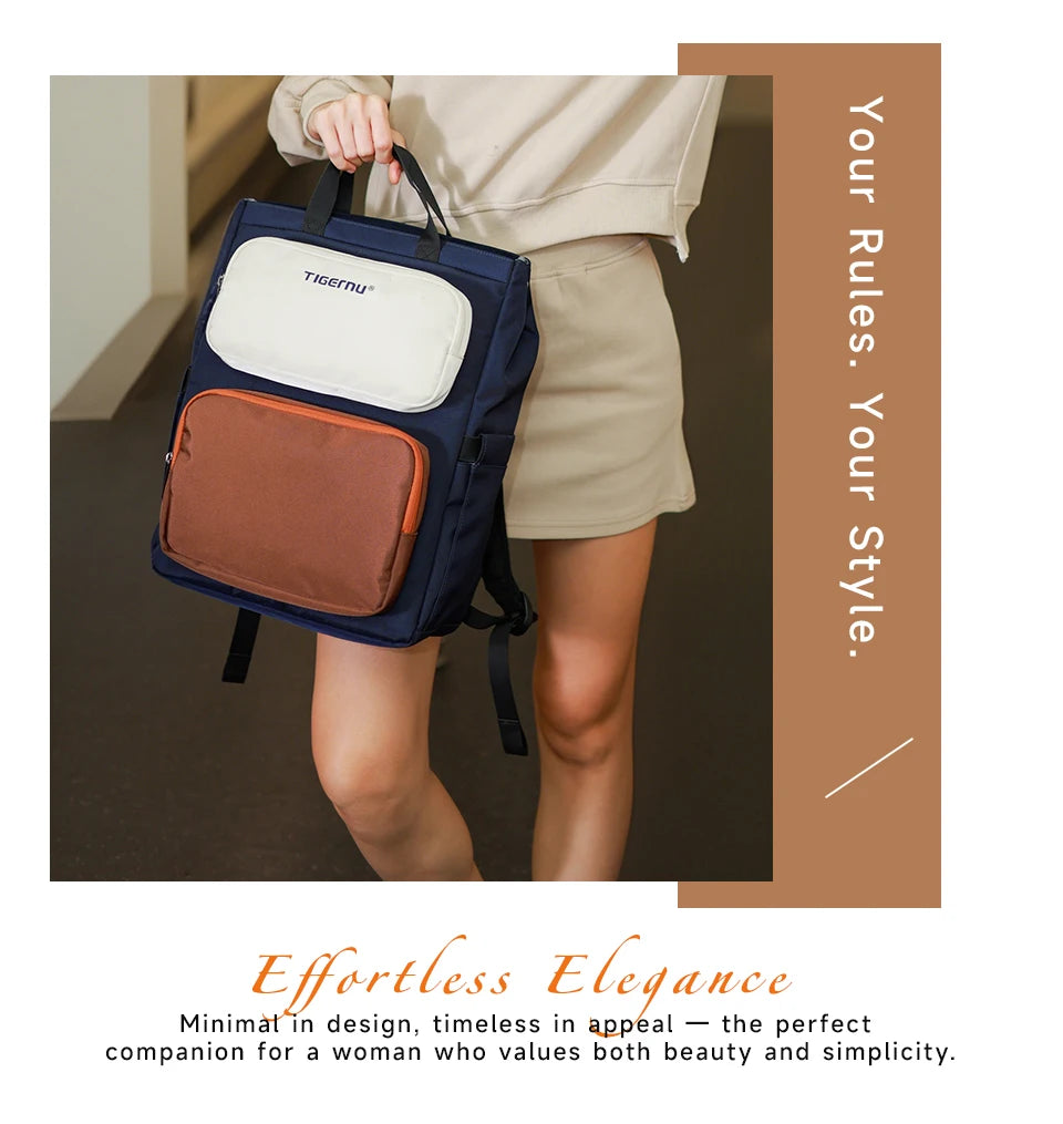Tigernu Women Backpacks Fashion School Backpack Girls Bags 15.6'' Laptop Backpack For Women Bags Outdoor Knapsack Female Handbag
