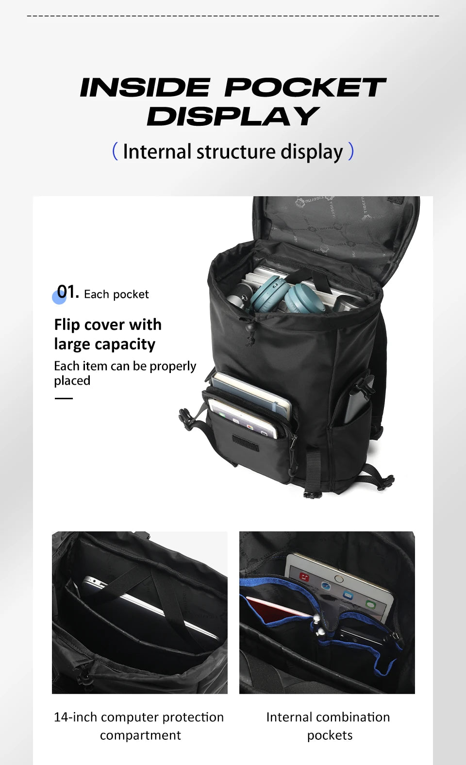 Tigernu Casual Backpack Men's Travel Backpack Bags For Laptop 15.6‘’ Fashion School Backpack Male Commuting Backpack Schoolbag
