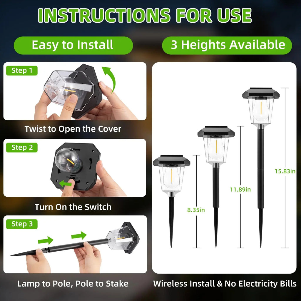 Solar Garden Lights Waterproof LED Auto Sensor Path Lighting Solar Energy Landscape Lamp For Outside Walkway Sideway Home