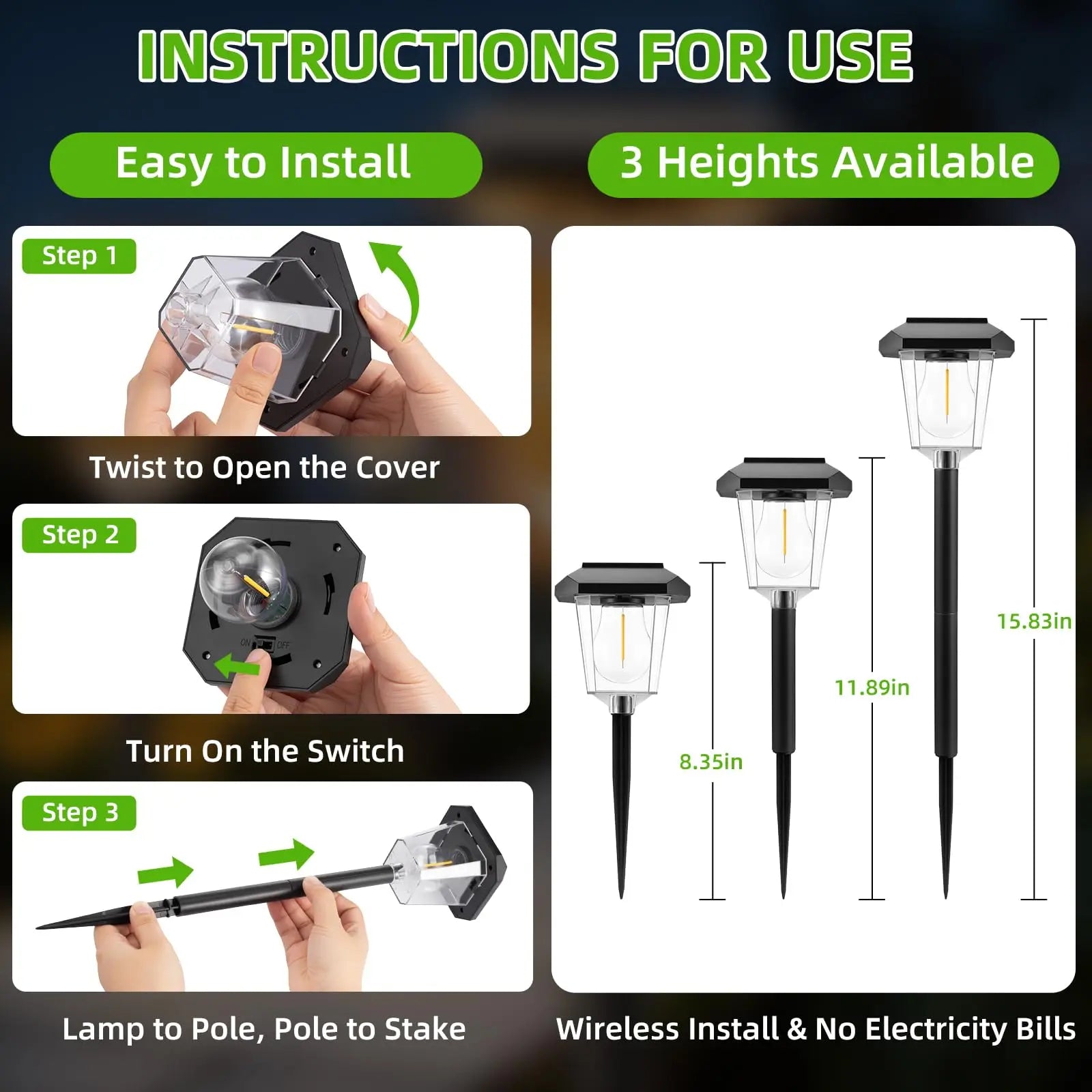 Solar Garden Lights Waterproof LED Auto Sensor Path Lighting Solar Energy Landscape Lamp For Outside Walkway Sideway Home