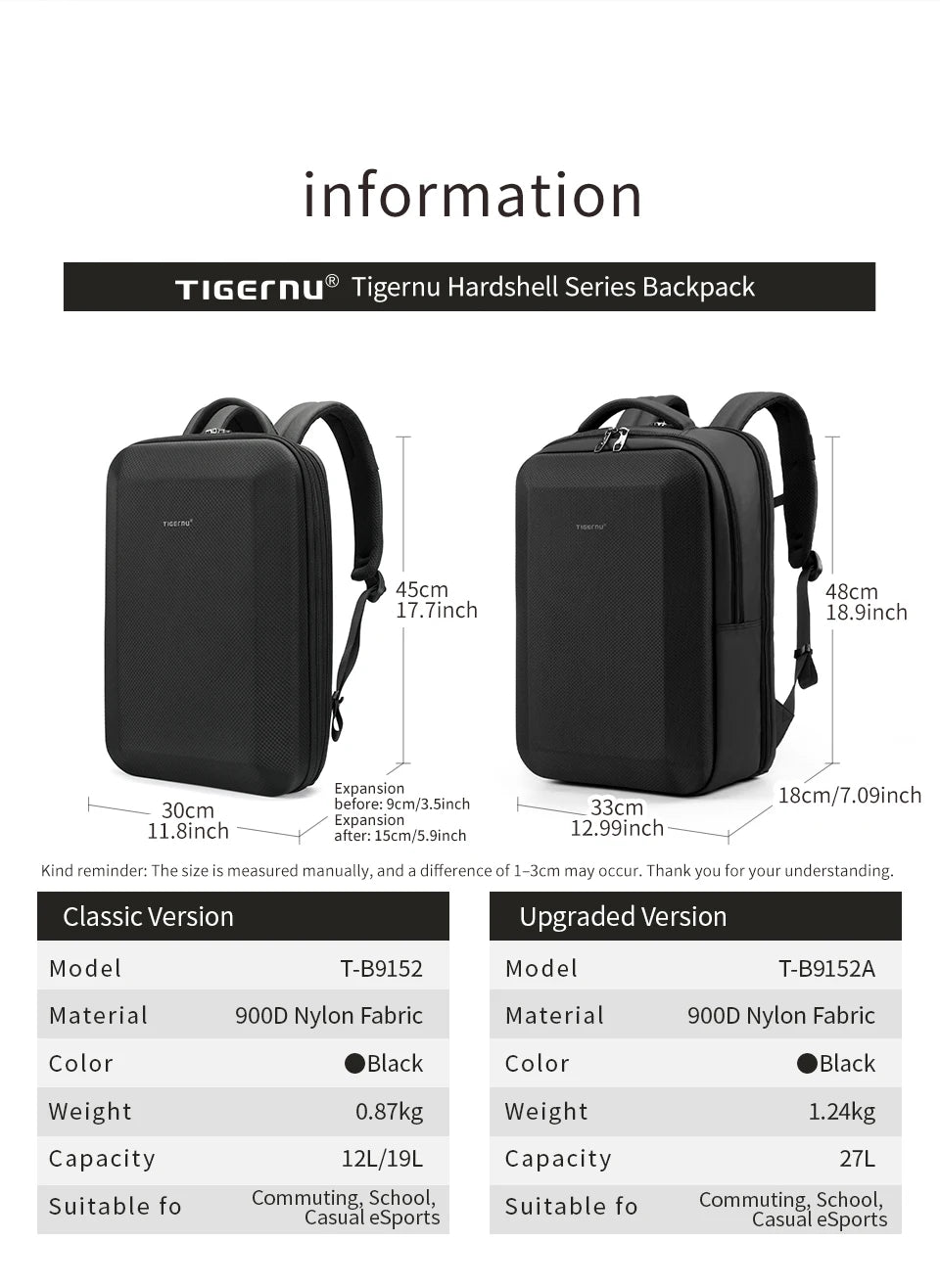 Tigernu Business Backpack For Men Laptop Backpack Hard Shell Bags Male Travel Backpack Bag Expandable Bag Thin Backpack Knapsack