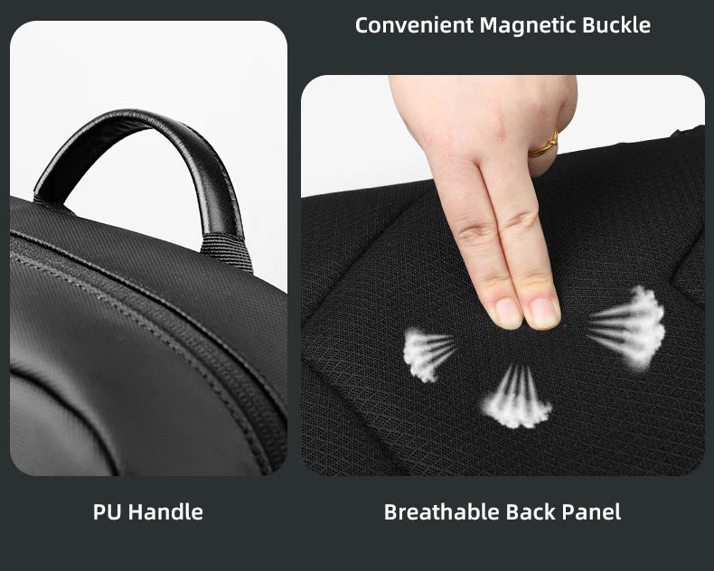 HK Stylish Business Backpack for Men Waterproof 15.6 inch Flap Laptop Backpack Multiple Pockets Casual Daypack for Work School