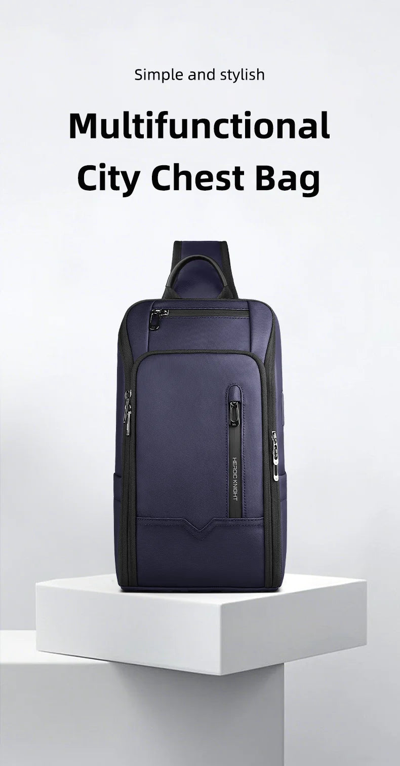 HK Minimalist Crossbody Bag Lightweight Men's Shoulder Bag With USB Port Anti-theft Business Bags for Man Waterproof Daily Pack