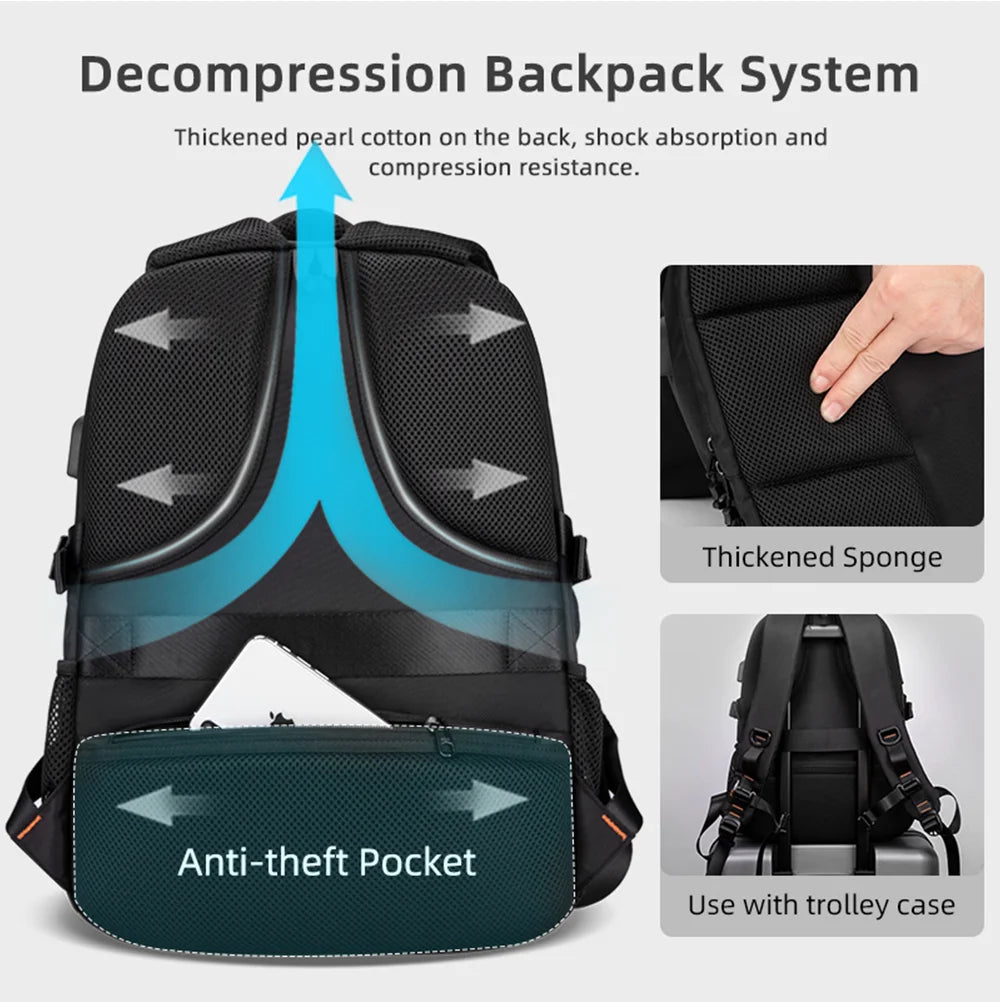 HK Casual 15.6 inch Laptop Backpack Men Large Capacity School Bags Business Travel Backpack Student Sports Backpack YKK Zippers