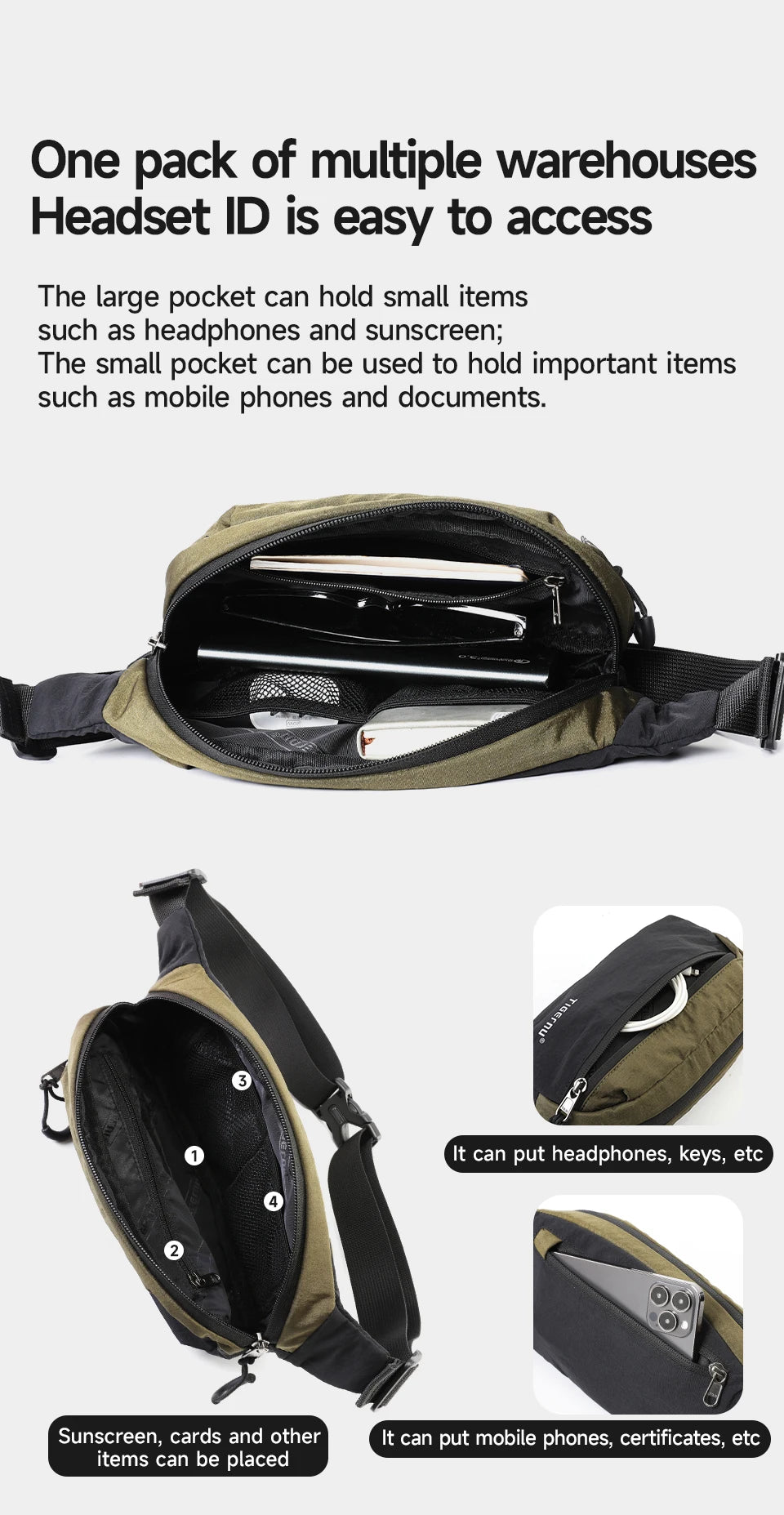 Tigernu Waist Pack Fanny Packs For Men Chest Bags Man Belt Pouch Casual Hip Sack Light Weight Shoulder Bag For Men Crossbody Bag