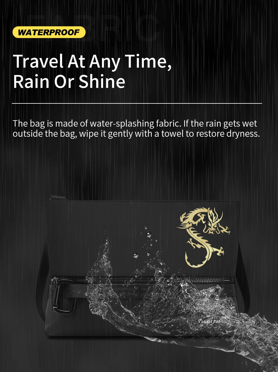 Tigernu Chinese Style Crossbody Bags For Men 9.7inch Tablet Shoulder Bags Mini Light-weight Travel Bags For Men Dragon Series