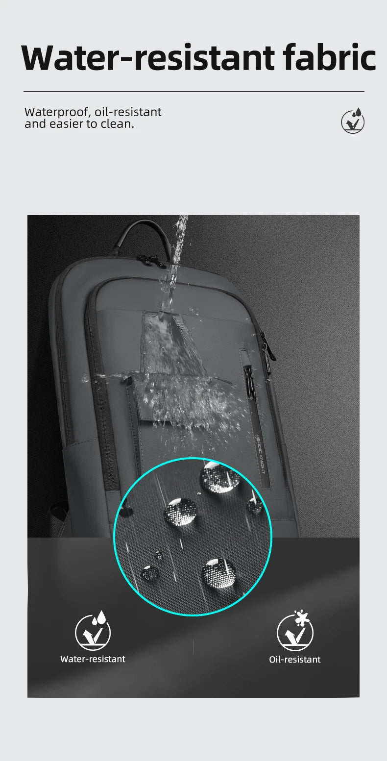 HK Lightweight Business Backpack Men Waterproof 15.6 inch Laptop Backpack with USB Port Anti-theft College Computer Bag for Work