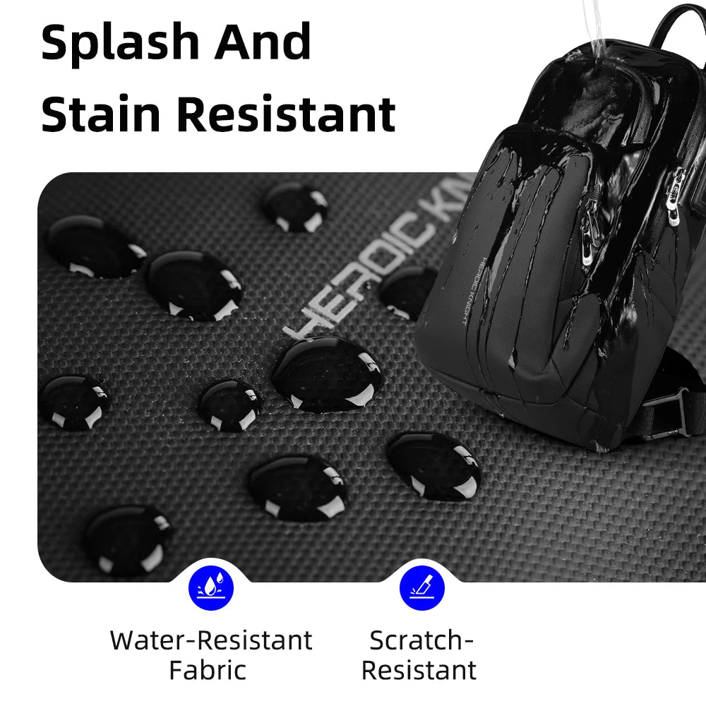 HK Business Crossbody Bag Waterproof Men's Shoulder Bags Chest Pack with USB Port Large Oxford Side Bag for Men Leisure Satchel
