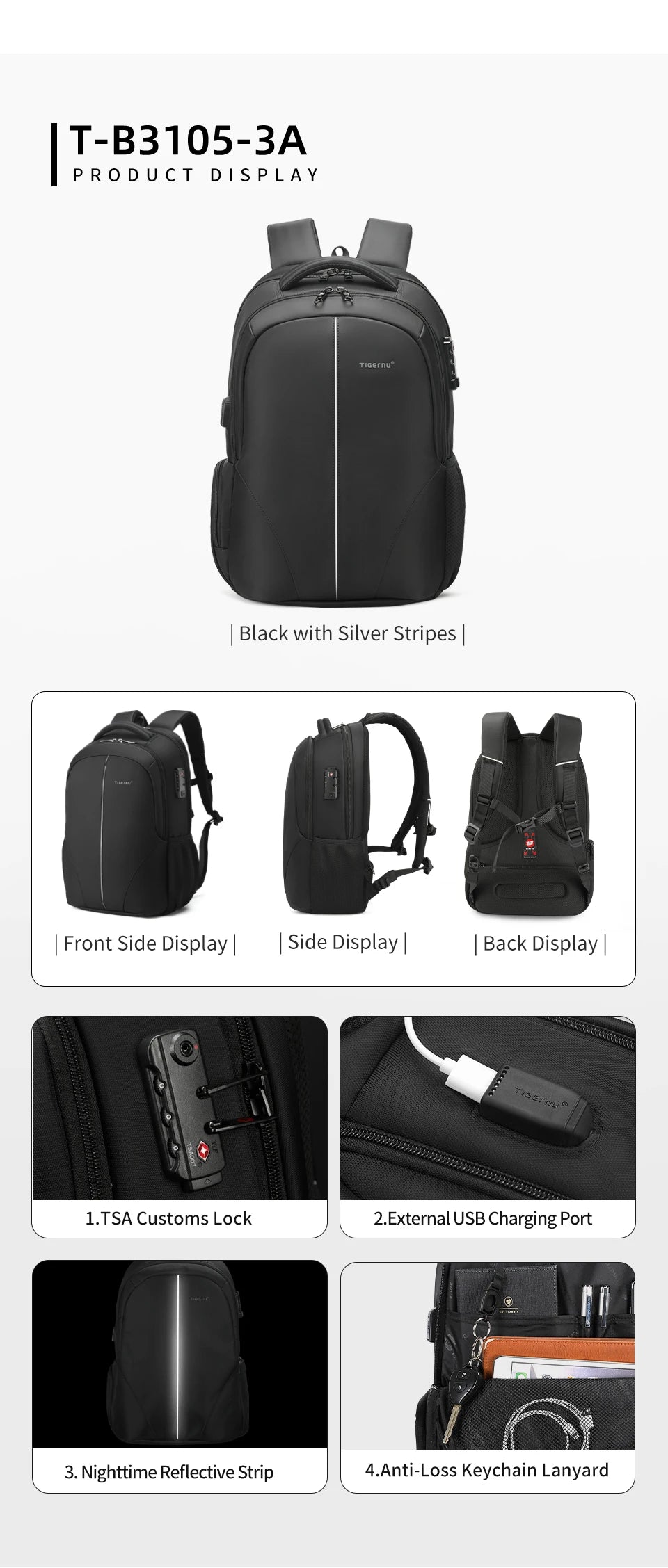 Tigernu Vacuum Compression Backpacks 15.6 17inch Laptop Backpack Men Automatic Vacuum Backpack No Pump Travel Backpack Bags TSA
