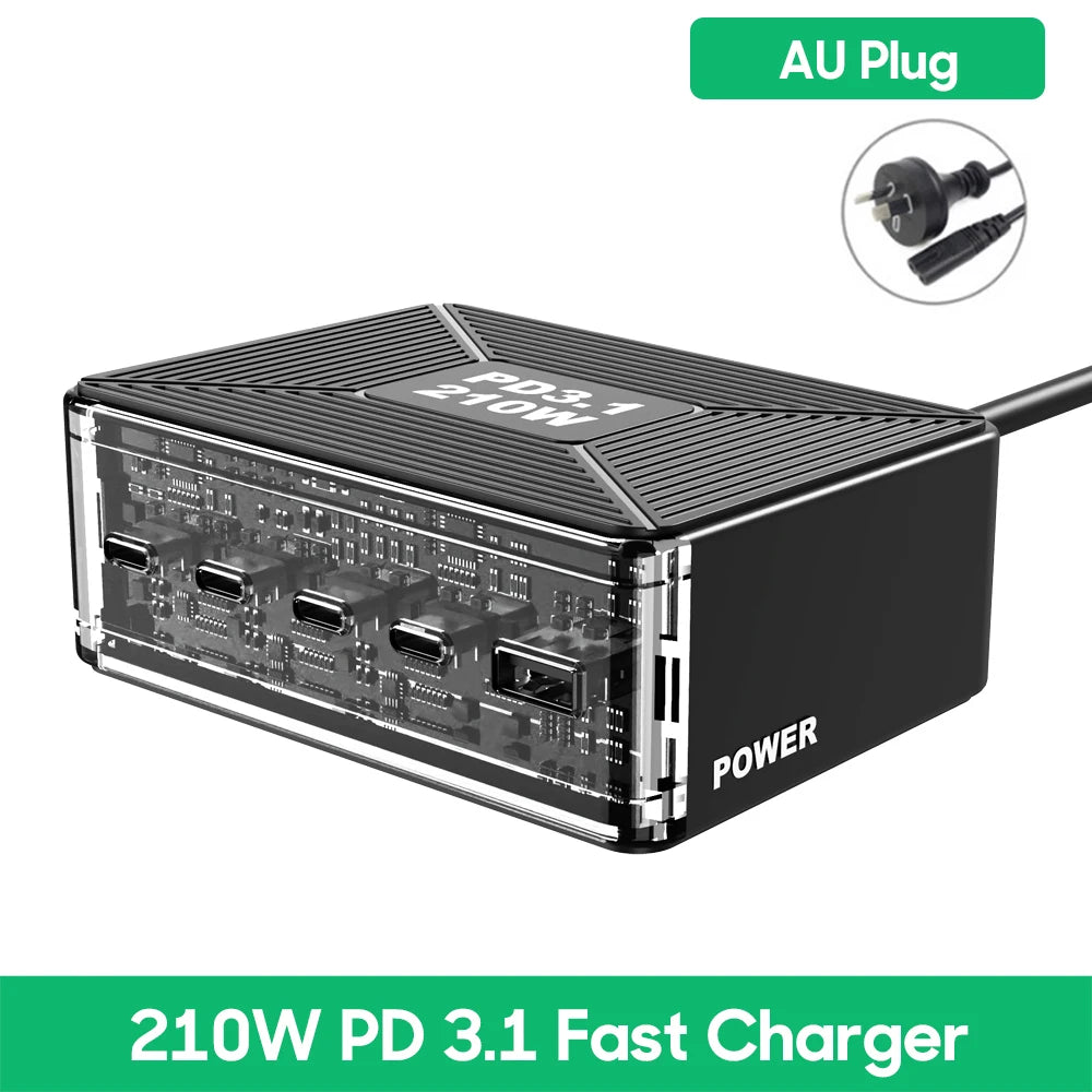 1200W USB C Charger, GaN PD3.1 140W 100W PPS Fast Charging Station Type-C Laptop Power Adapter for MacBook Samsung S25 iPhone 17