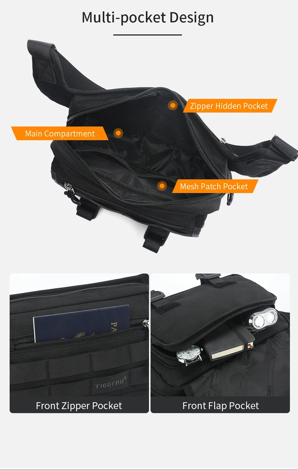 Tigernu Men Chest Bags Outdoor Messenger Bags For Men Hunting Carry Pack Sling Bag Male Hiking Shoulder Bag Waist Bag Crossbody