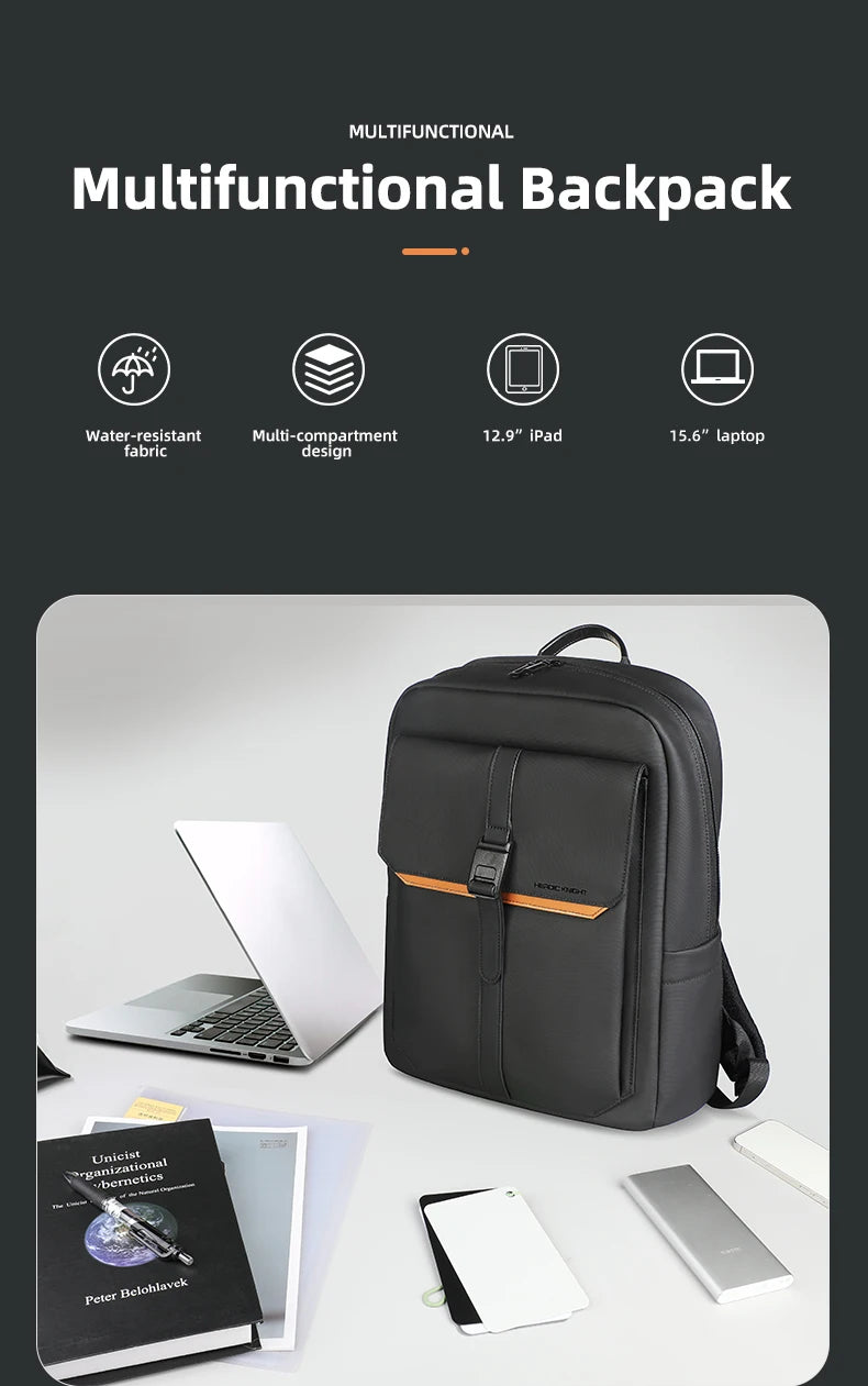 HK Vintage Flap Backpack for Men Waterproof 15.6 inch Laptop Backpack Casual College School Computer Bag Travel Backpack Daypack