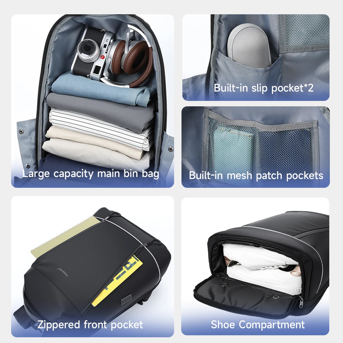 Tigernu Fashion Backpack Men Travel Backpack With Shoes Pocket 180° Opening Bags Male School Backpack Laptop Backpacks Schoolbag