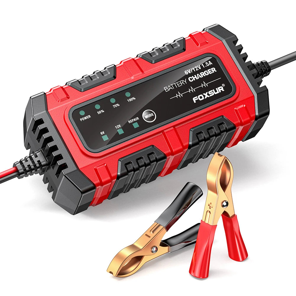 6V 12V 1.5A Smart Car Battery Charger for Lead-Acid AGM GEL Batteries (US)