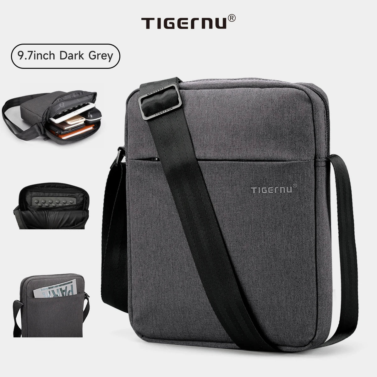 Tigernu Men Messenger Bags Waterproof Shoulder Bags For Men 9.7 11inch IPad Bag Male Business Bags Crossbody Bag Slingbag Mini