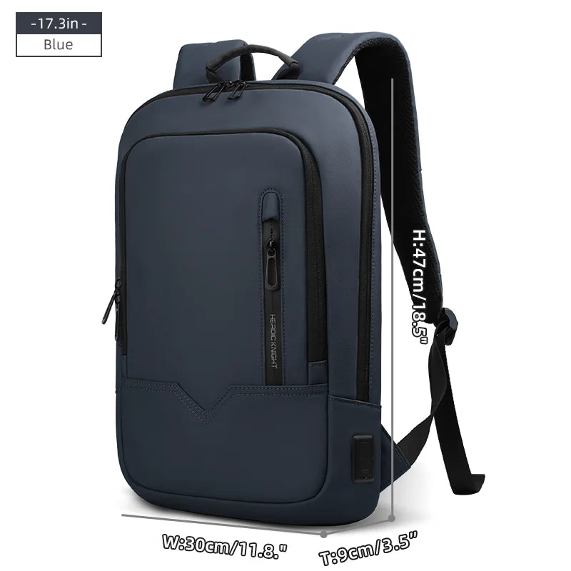 HK Slim Business Backpack for Men 17.3 inch Laptop Bag with USB Port Lightweight School Bag Waterproof Travel Backpacks for Work