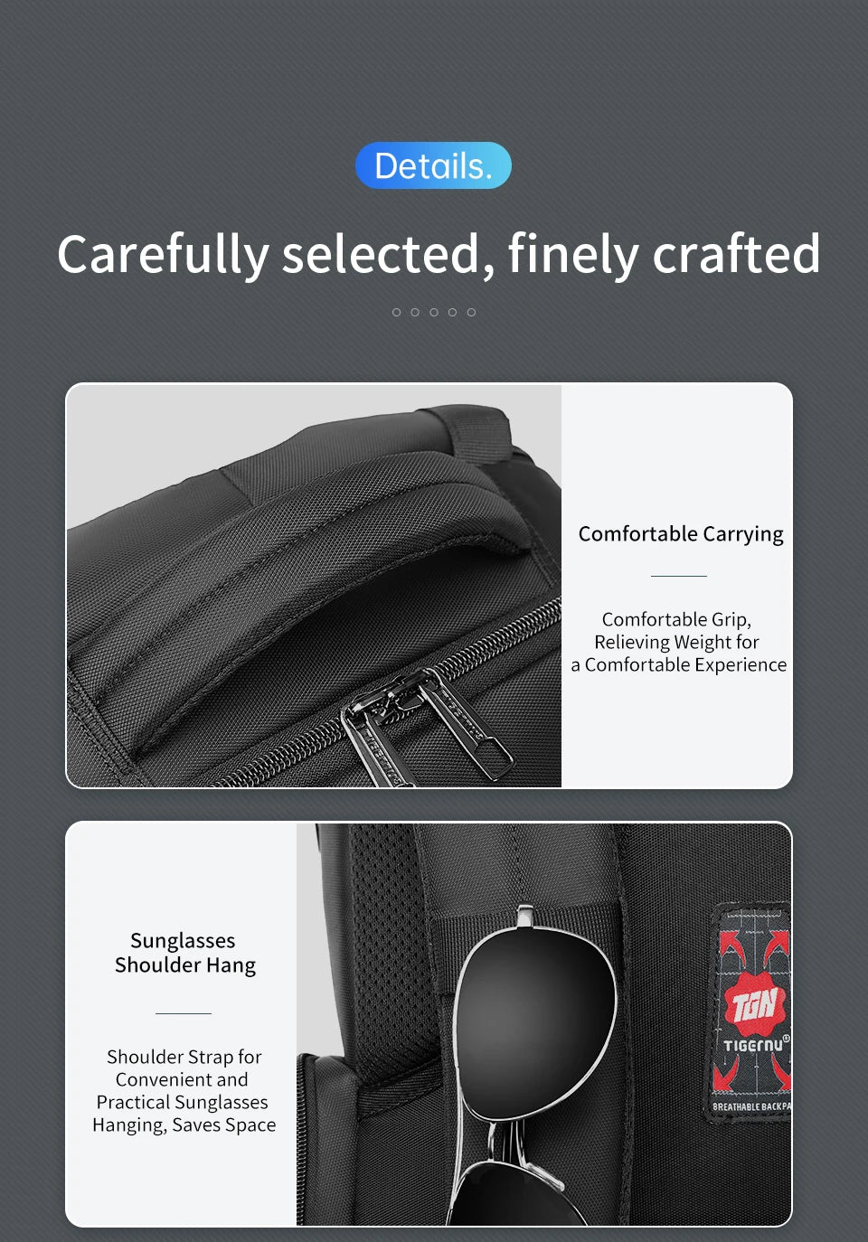 Tigernu School Backpack Men Large Travel Backpack For Vacuum Compression Backpack 15.6 17inch Bags USB Port Student Backpack Bag