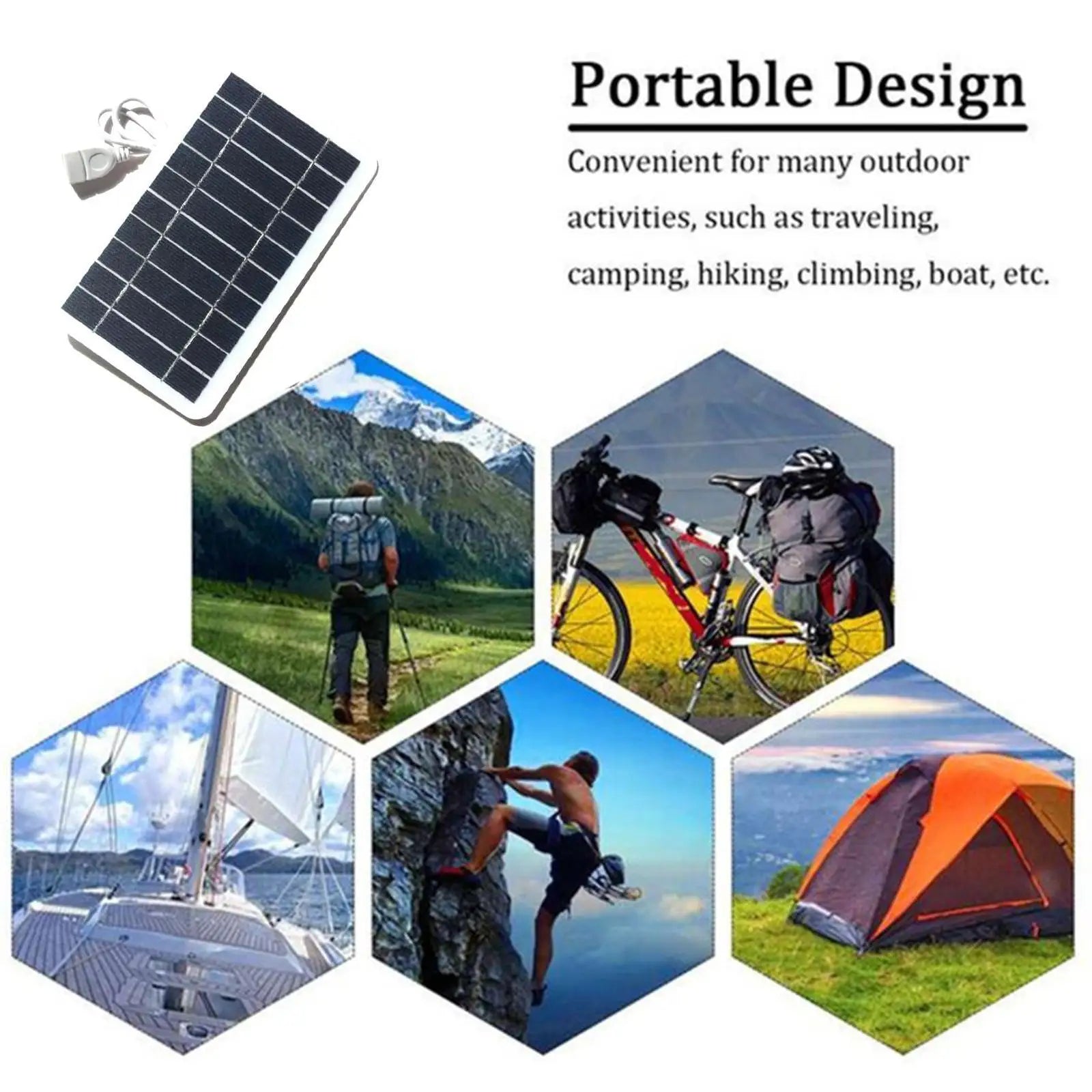 USB Solar Panel Charger 5V 2W 400mA Portable Solar Panel Output USB Outdoor Portable Solar System For Cell Mobile Phone Chargers