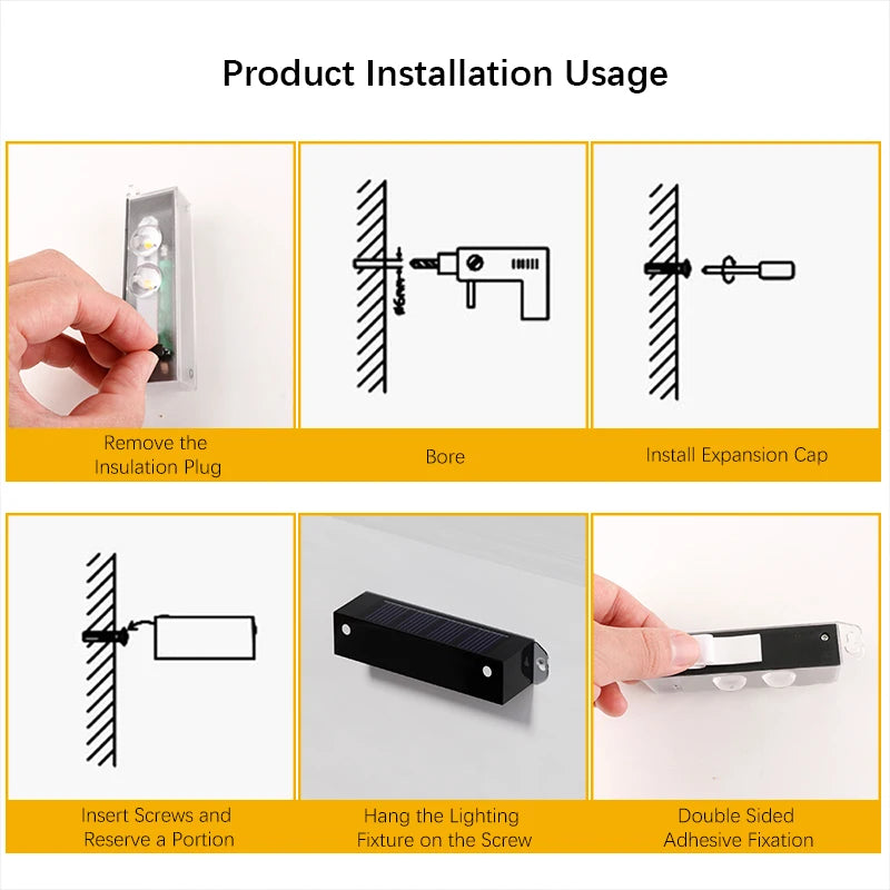 Solar Wall Lights Outdoor LED Lamp Waterproof Night Light for Garden, Pathway, Fence, Patio, Camping, Summer, Home Decor