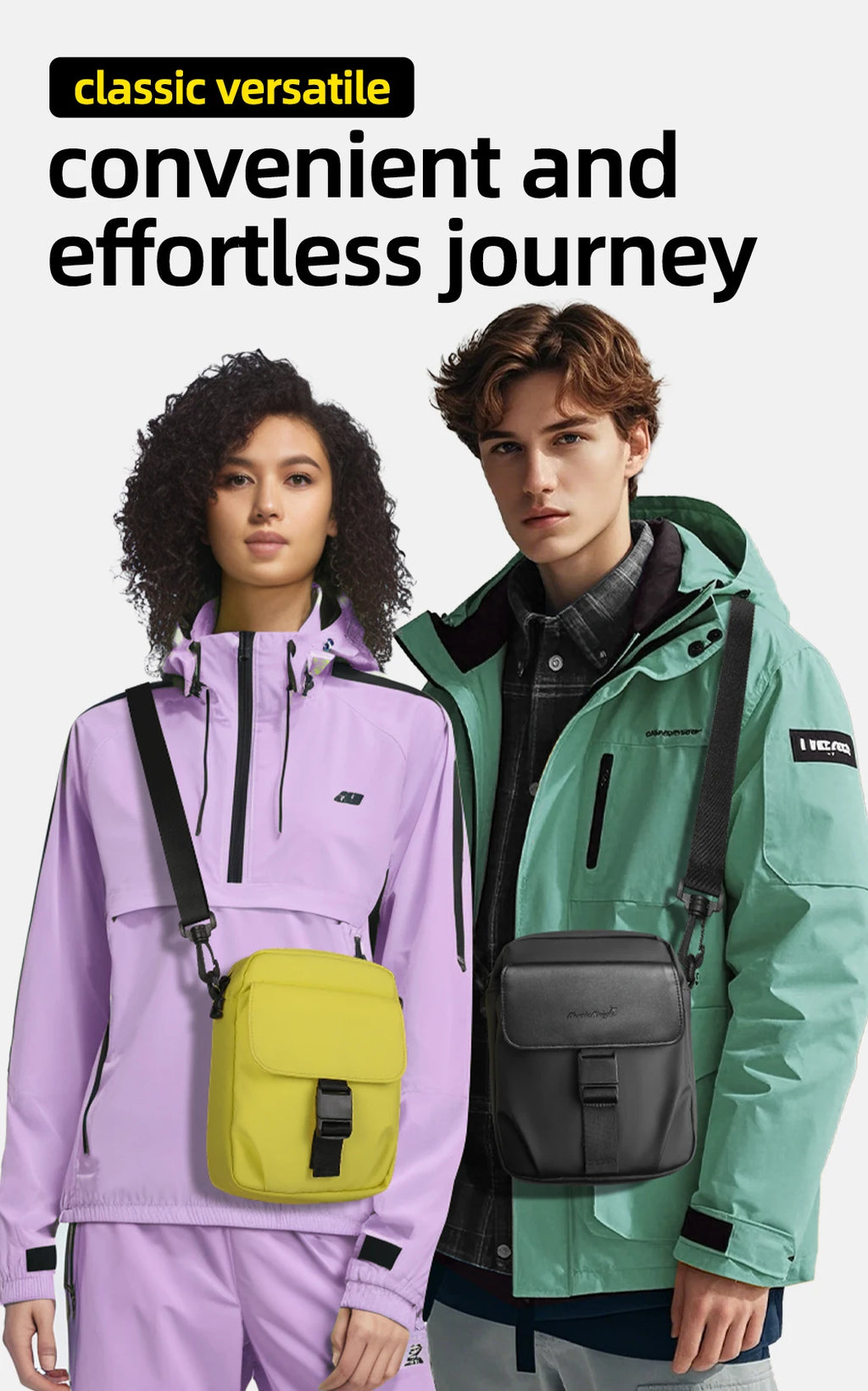 HK Men's Side Shoulder Bag Water-resistent Crossbody Bag For Men Travel Passport Wallet Mini Cell Phone Bag Pouch Sling Packs