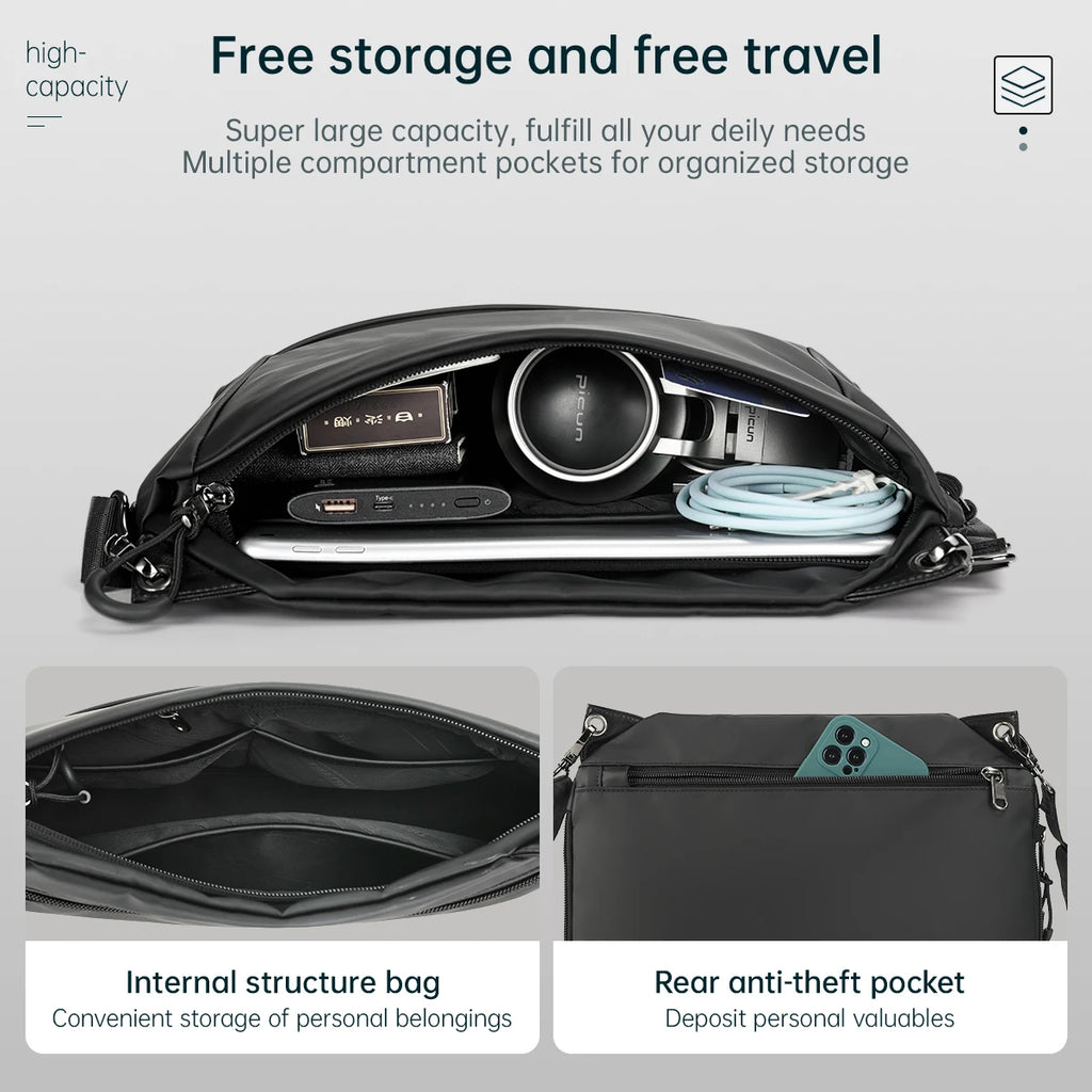 Tigernu Men Crossbody Bags 9inch Tablet Bag Shoulder Bags For Men Fashion Expandable Bags Handbag Sling Bags For College TPU Bag