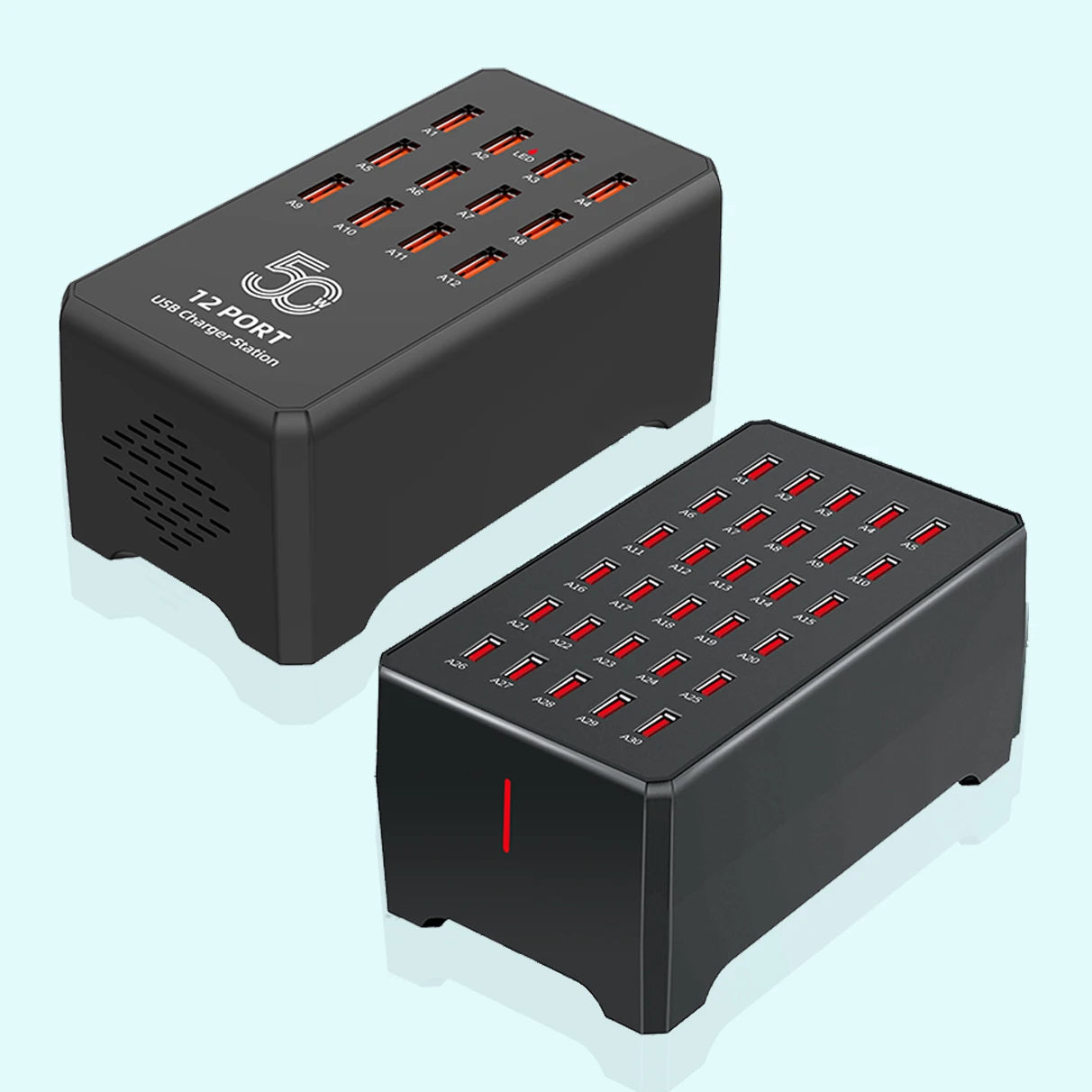 USB Charger 12/30 Ports Universal Wall Desktop Fast Charging Station Dock for Mobile Phone Power Adapter