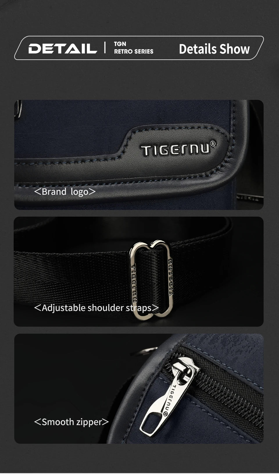 Tigernu Men's Shoulder Bag Light Weight Mini Crossbody Bags Casual Travel Sling Bag College Messenger Bags For Men Retro Series