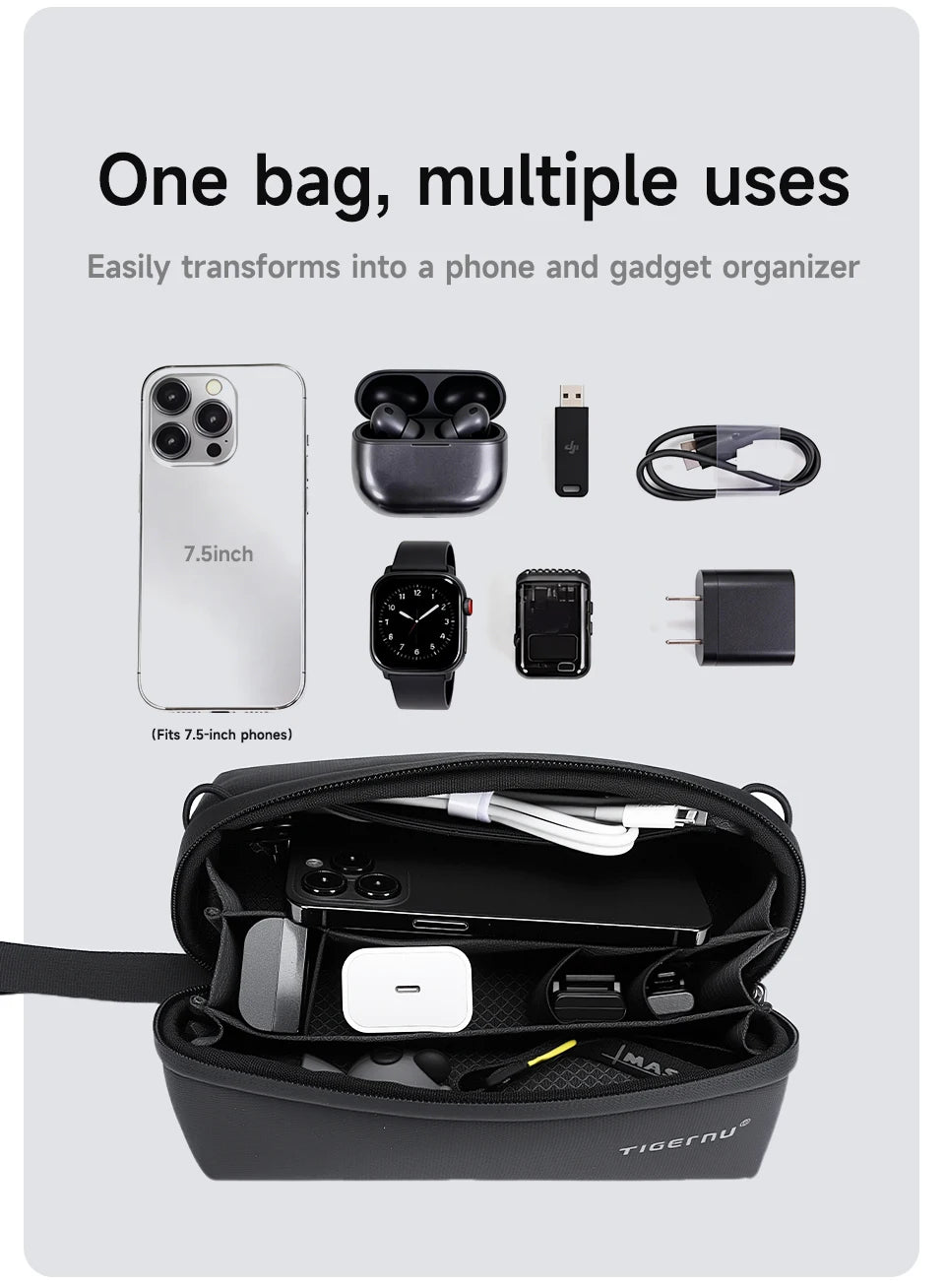 Tigernu Small Storage Bag For Travel Clutch Bag Men Handheld Bags Waterproof TPU Bags Male Portable Bag For PTZ Camera POCKET 3