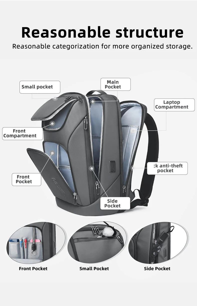 HK Travel Business Backpack for Men Large Capacity 17 Inch Laptop Backpack Multifunctional Anti-Theft Backpack Weekender Daypack