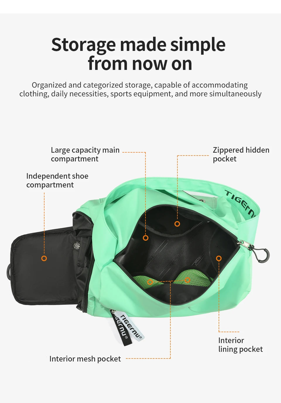 Tigernu Women Bags Travel Bags For Women Handbag Lightweight Sport Bags Female Duffle Bag Girls Crossbody Bag Men Shoulder Bag