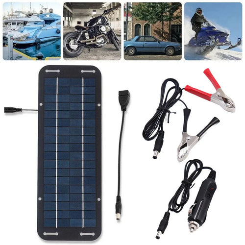 12V Monocrystalline Solar Panel Trickle Battery Charger, Portable Solar Power Maintainer Kit with 12V Output for Car, Van, Motor