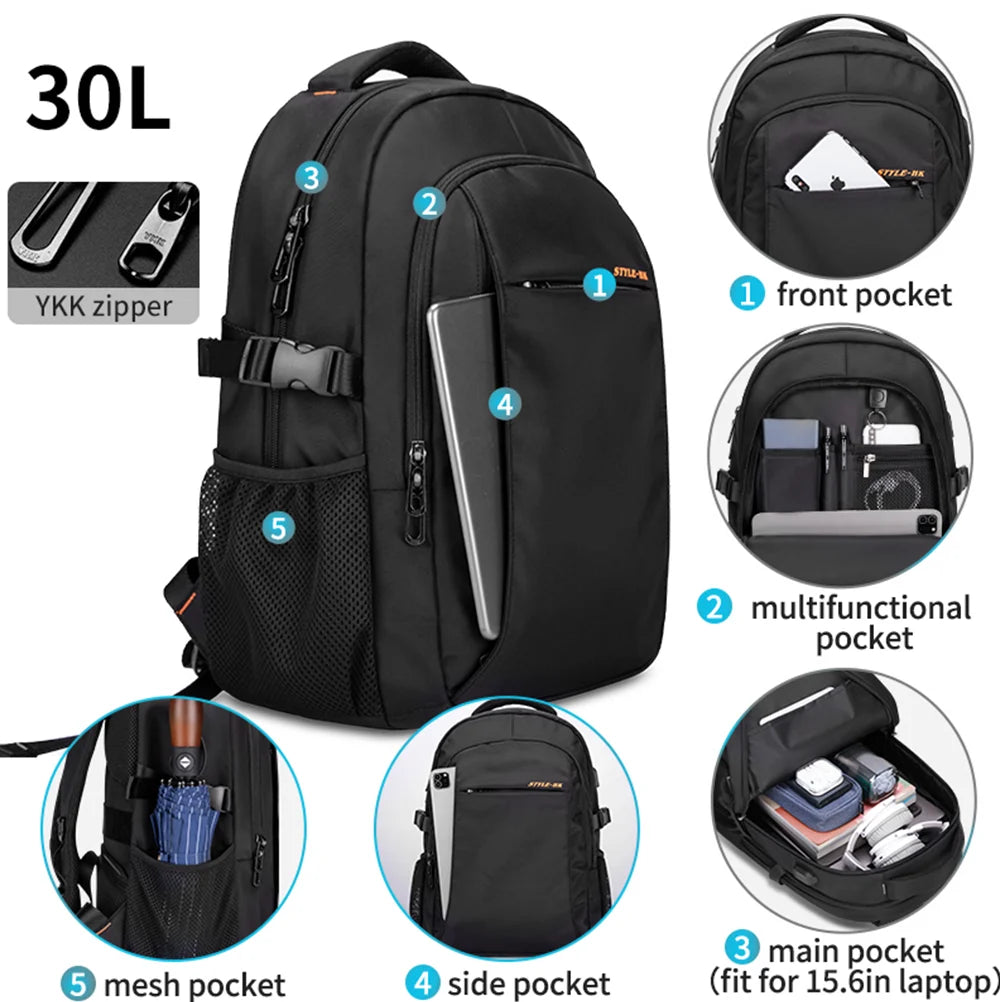 HK Casual 15.6 inch Laptop Backpack Men Large Capacity School Bags Business Travel Backpack Student Sports Backpack YKK Zippers