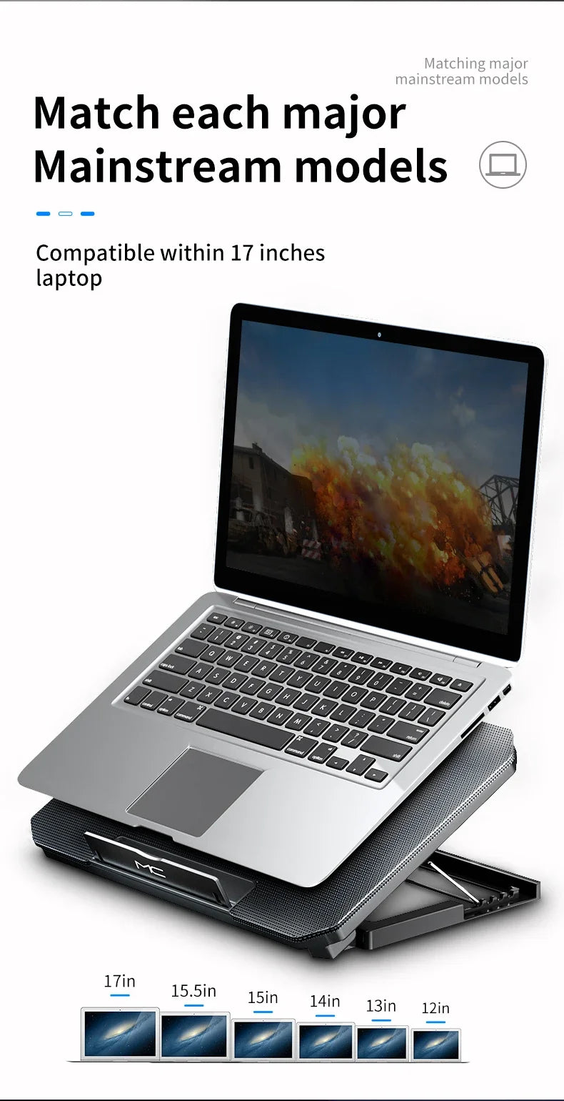 Q100 17inch Gaming Laptop Cooler Fan Led Screen Two USB Port 2600RPM Laptop Cooling Pad Notebook Stand For Laptop Fan Cooler