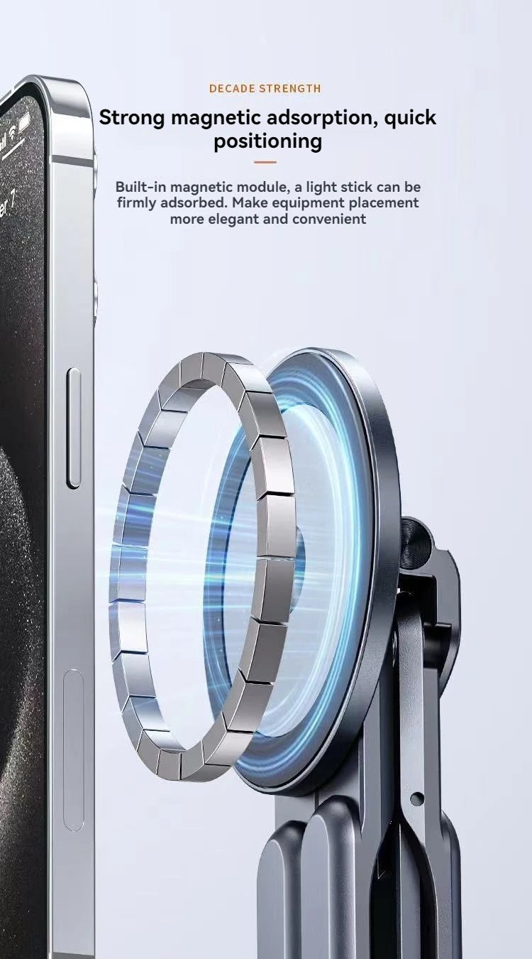 Multifunctional Magnetic Phone Holder Handheld Selfle Stick Foldable Tripod Portable Desk Stand for iPhone ipad Tablet Laptop