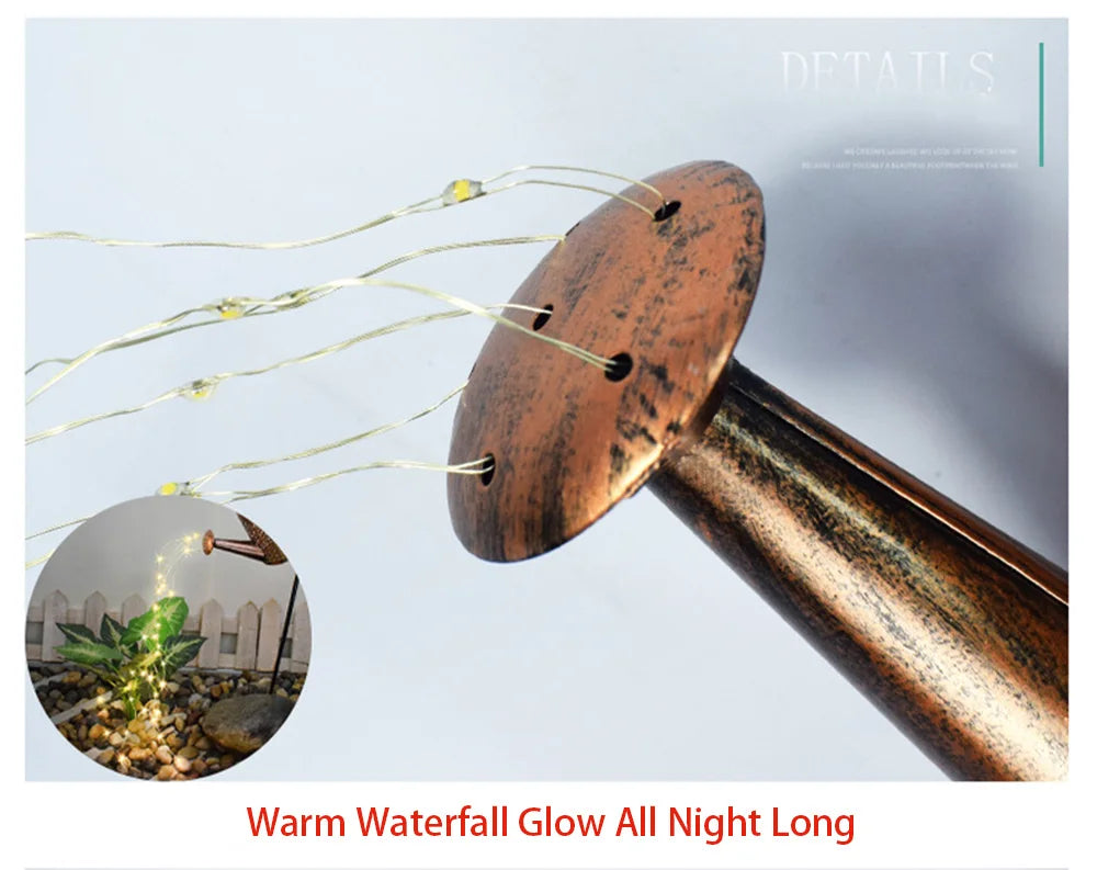 Solar Watering Can Light Outdoor Garden Decoration – Hollow Iron LED Projection Lamp, Waterproof Landscape Ground Stake Light