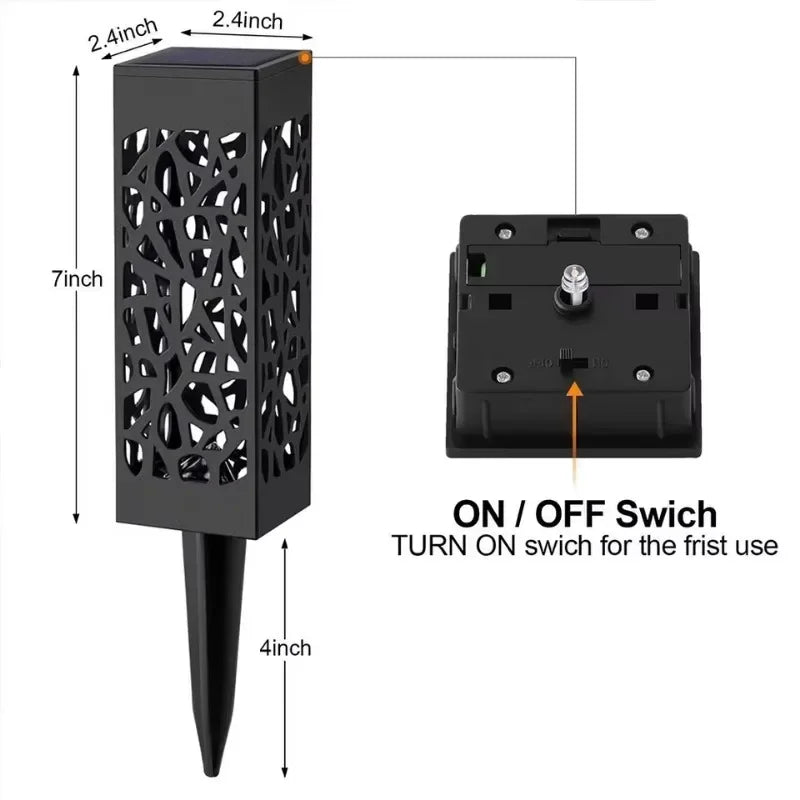 Solar Lawn Lights Outdoor Waterproof Garden Decoration LED Hollow Openwork Projection Light Yard Balcony Path Retro Night Lamp