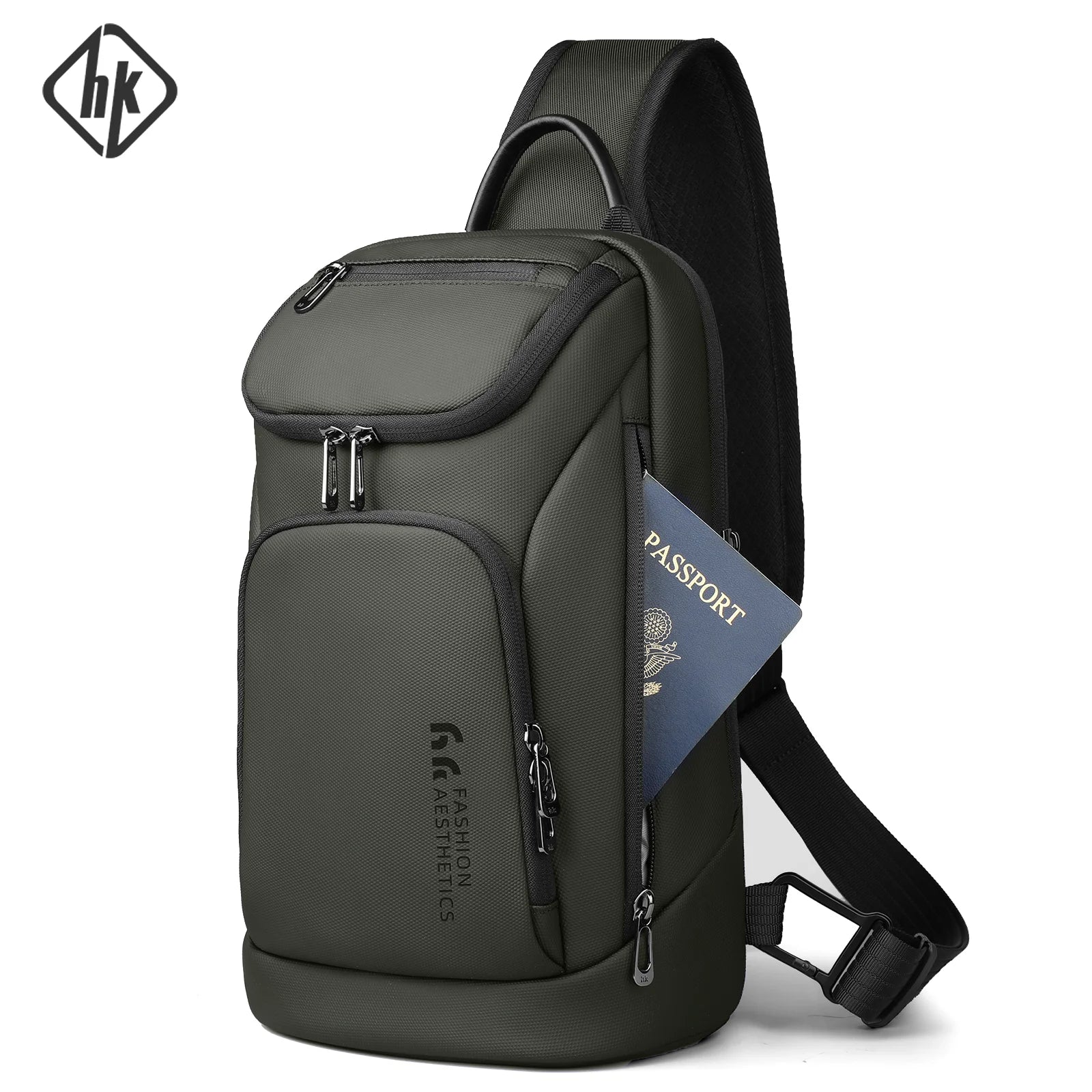 HK Multifunction Men's Shoulder Bag Waterproof Crossbody Bag Fit 11 inch iPad Lightweight Messenger Sling Bag for Travel Outdoor