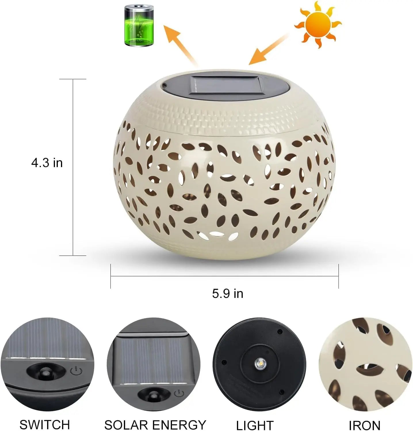 Solar Table Light Outdoor Solar Powered LED Lamp Hollowed-Out Metal Desktop Decorative Lantern Patio Garden light Desktop Light