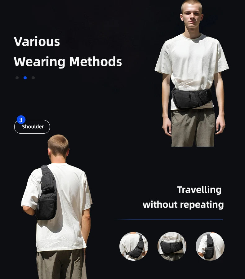 HK Waterproof Men's Shoulder Bag X-Pac Fabric Crossbody Chest Bag Phone Pouch Outdoor Travel Sling Pack Hiking Cycling Side Bags
