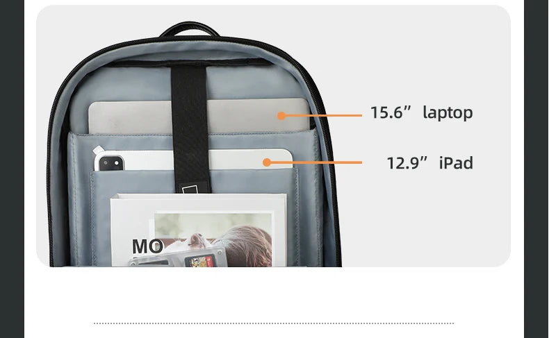 HK Stylish Business Backpack for Men Waterproof 15.6 inch Flap Laptop Backpack Multiple Pockets Casual Daypack for Work School