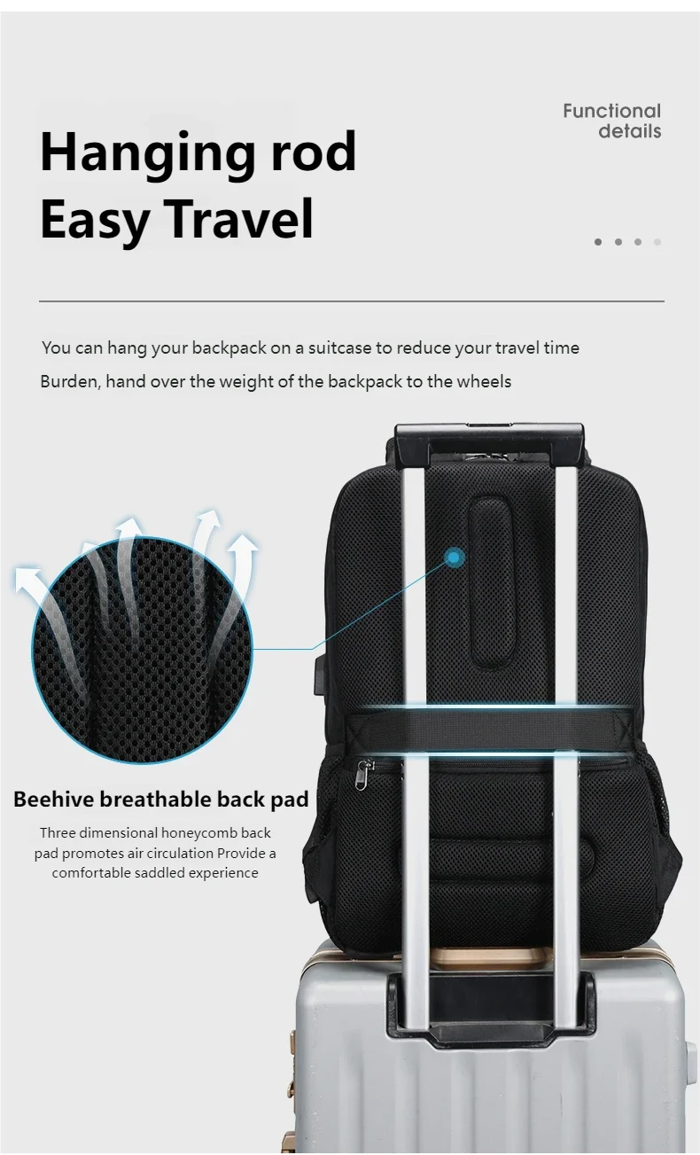 Tigernu 15.6 Laptop Backpack Business Travel Daily Backpack With External USB Port Wear‑Resistant Suspended Zipper Anti‑Theft